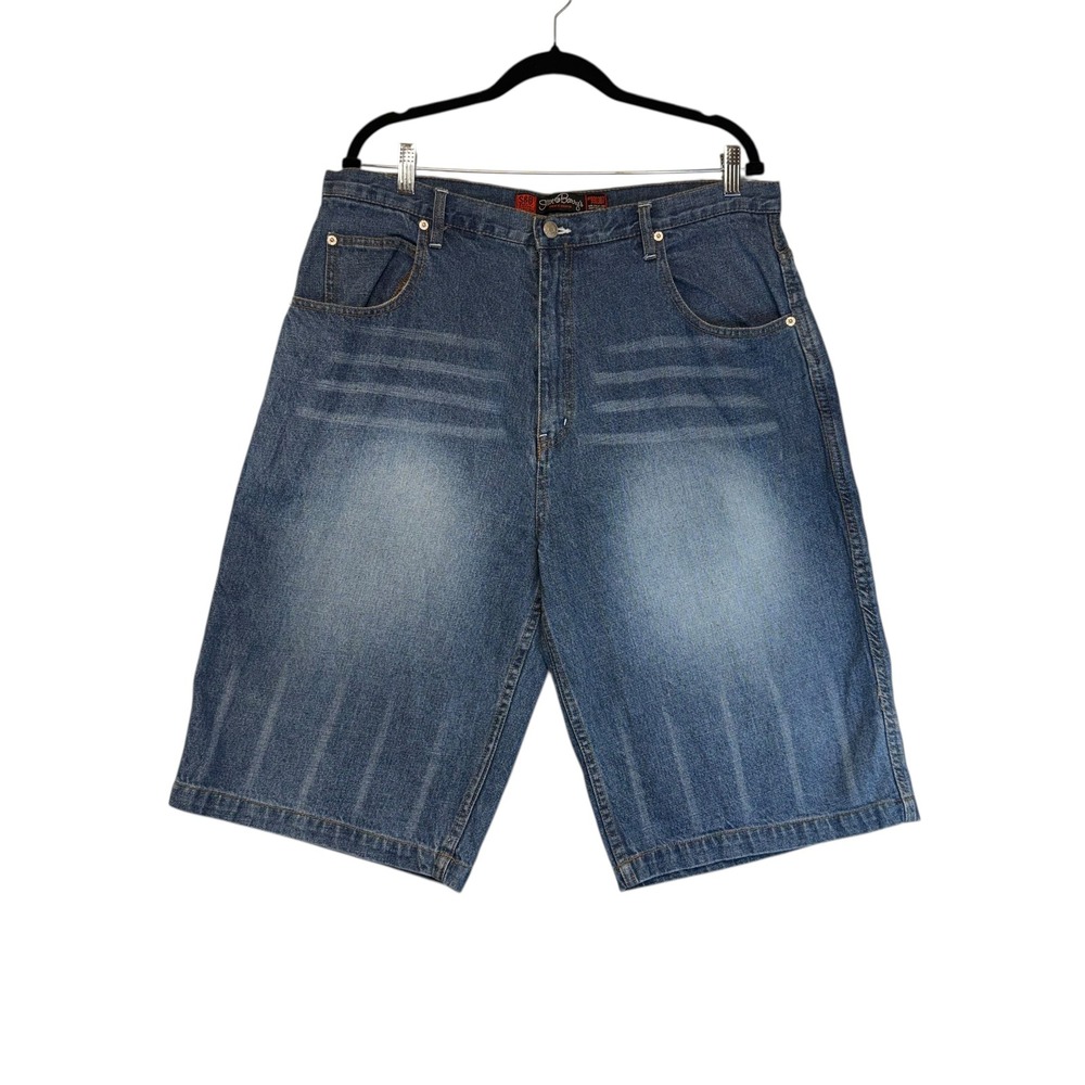 Y2K Steve Barrys Mens Denim Shorts Size 36 Blue Baggy Loose Fit Wide‎ Leg
